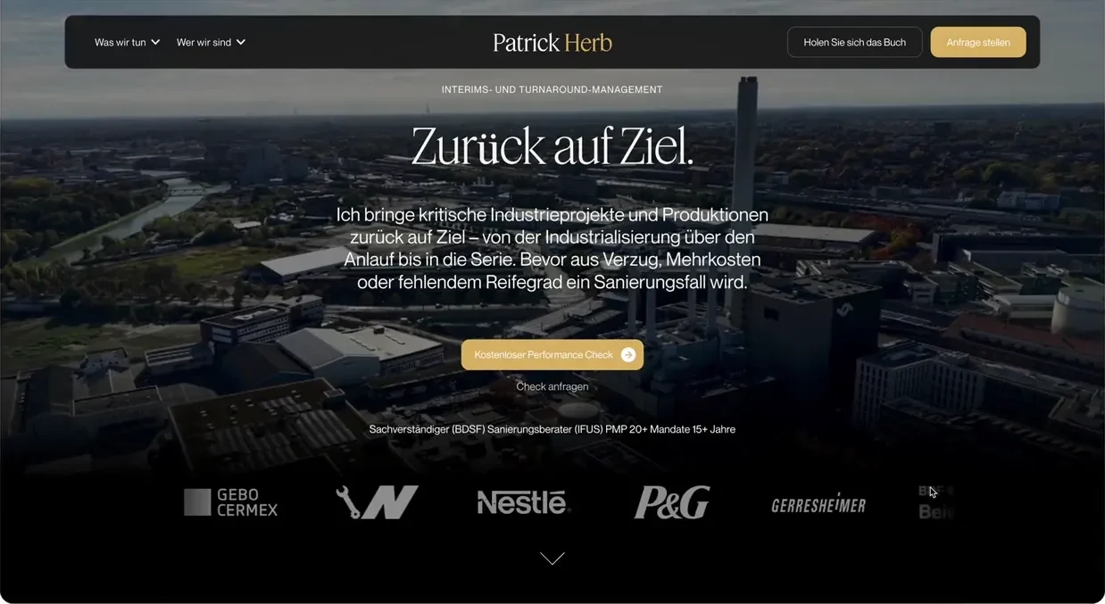 Herb Consulting website homepage designed by VEATEX