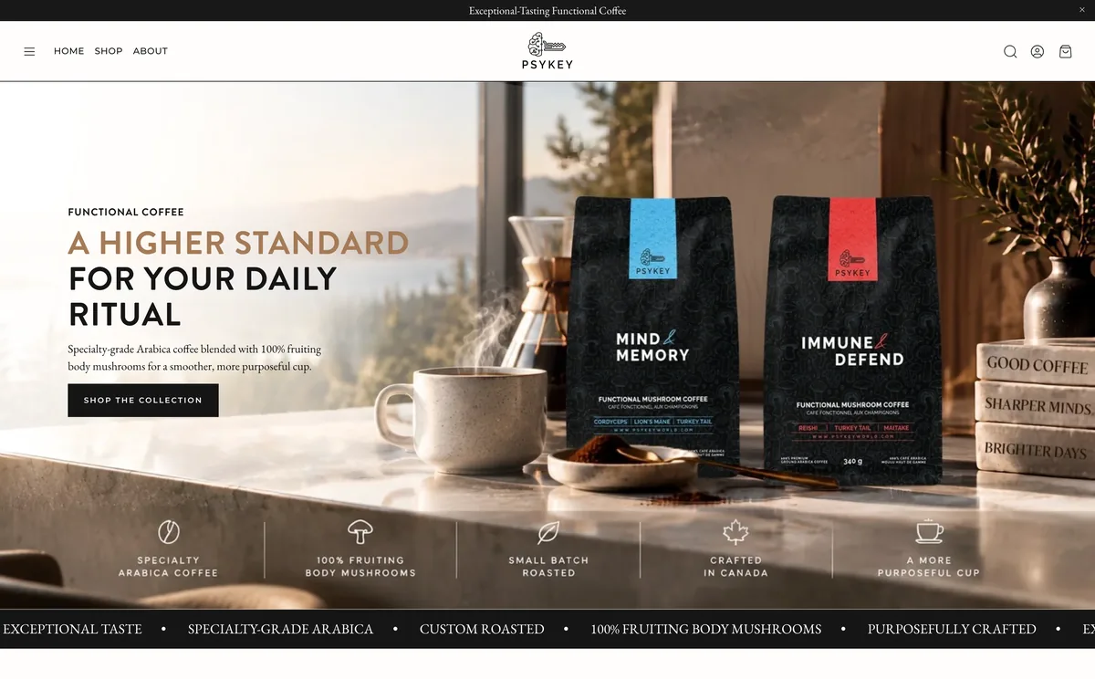PsyKey Shopify store designed by VEATEX